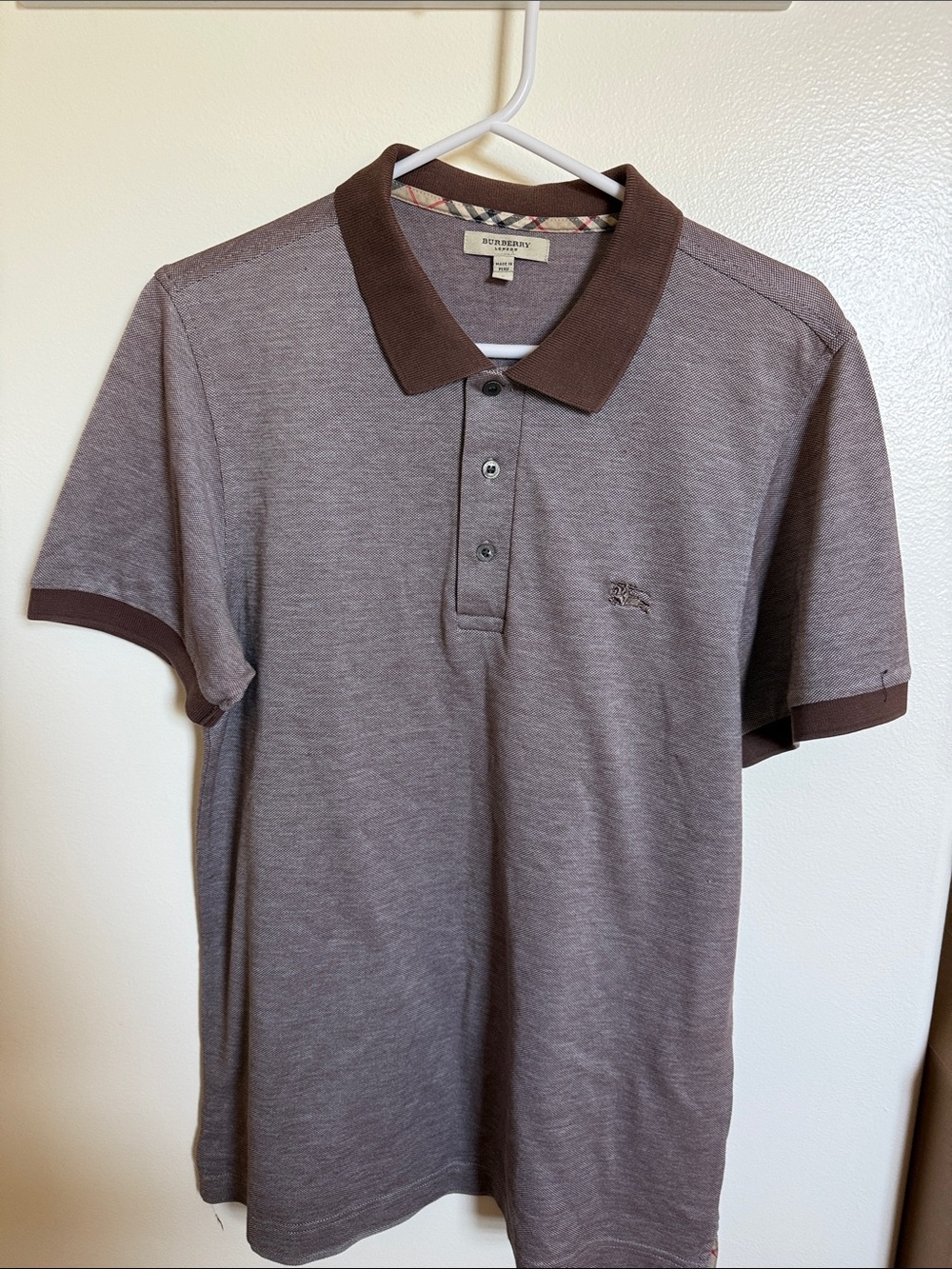 Burberry Brown Heathered Polo with Dark Brown Trim